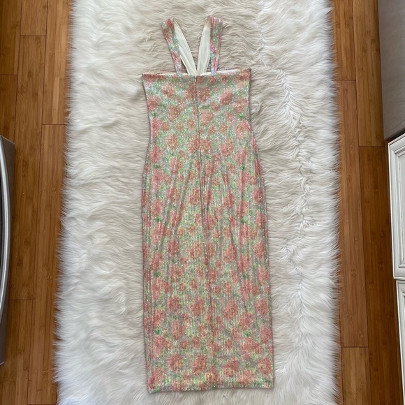 Saylor Faena Pink Floral Sequin Sleeveless Midi Dress Revolve - Picture 9 of 13